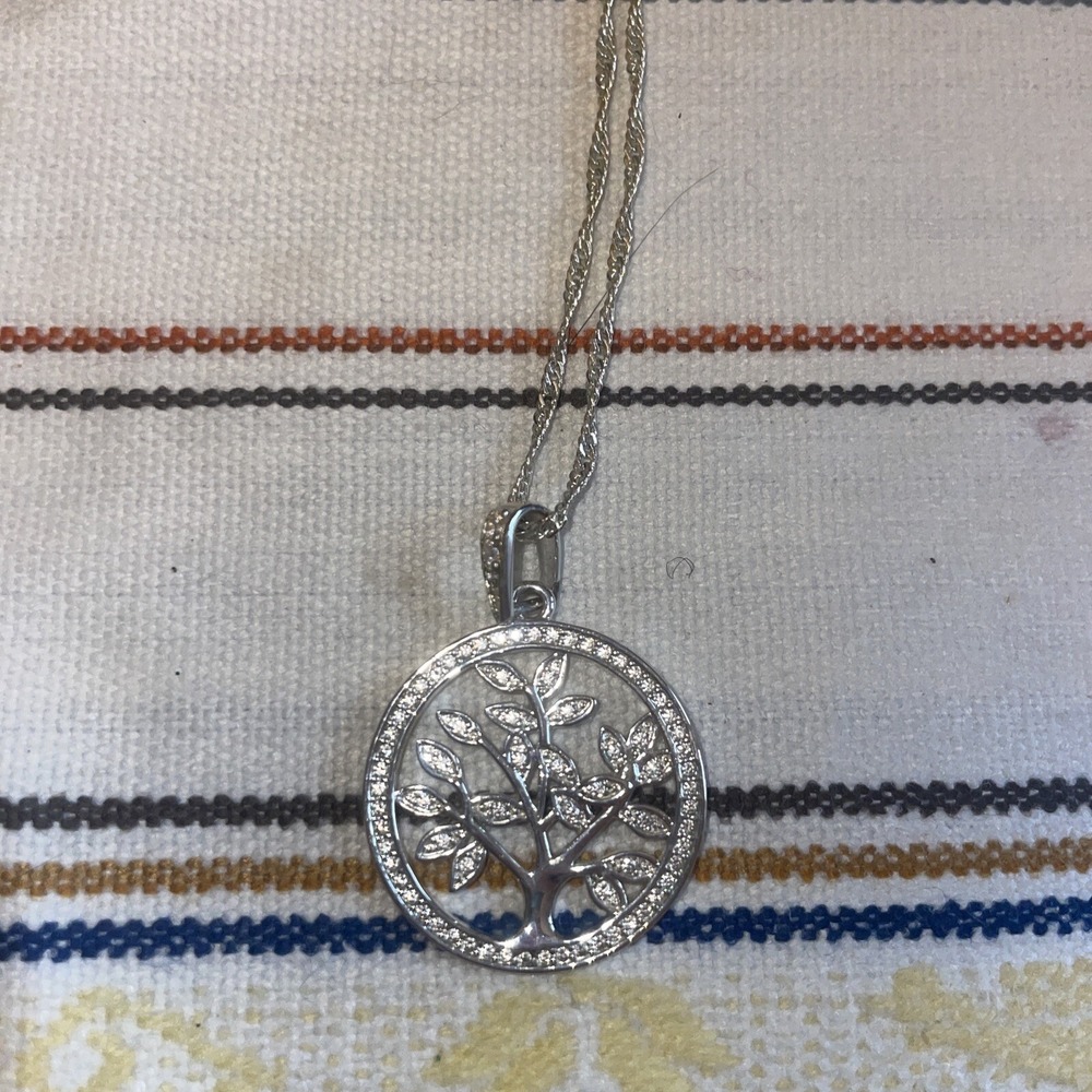 Things Remembered 18" Silver Necklace‎ And Tree Of Life Pendant